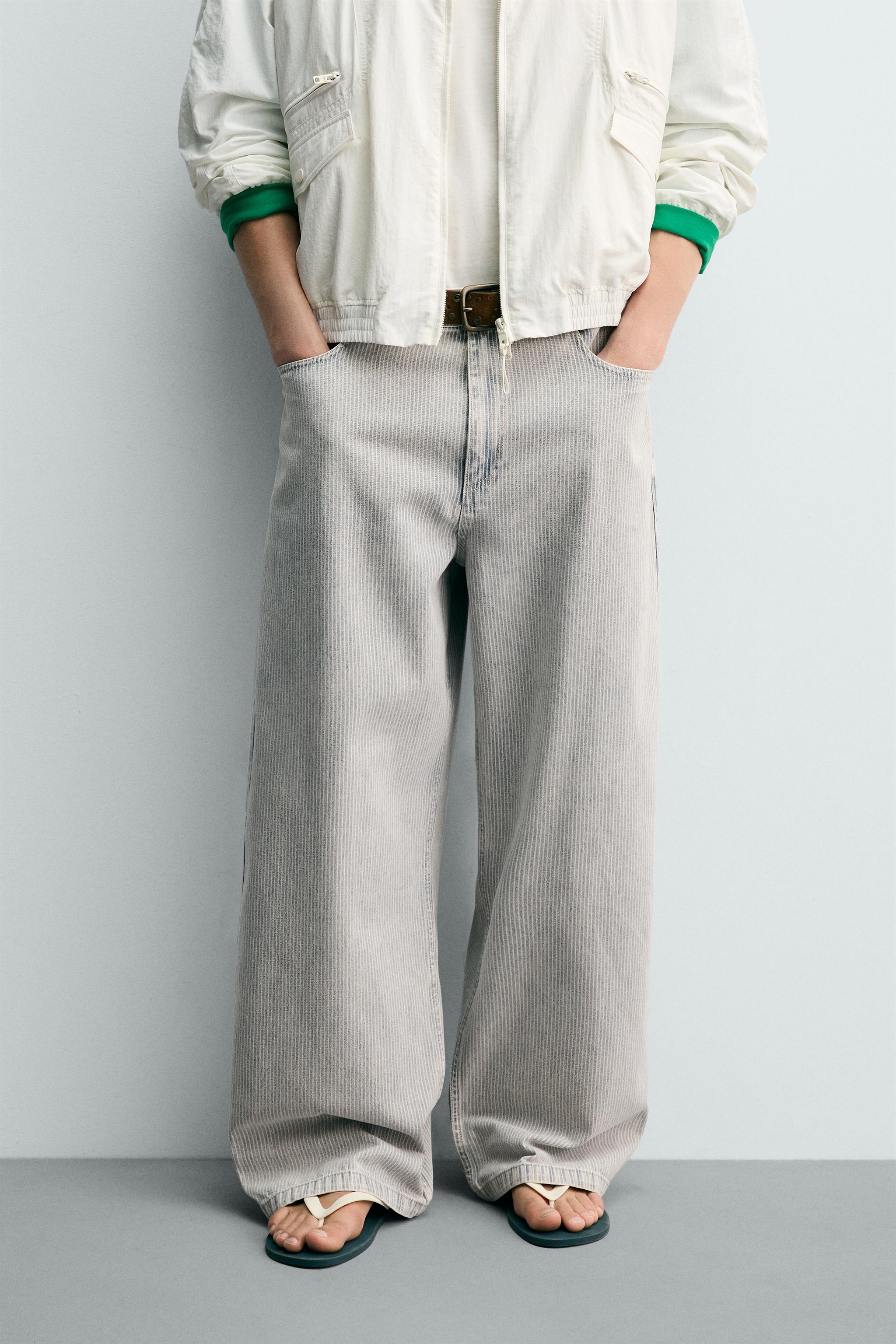 RELAXED STRAIGHT FIT STRIPED PANTS